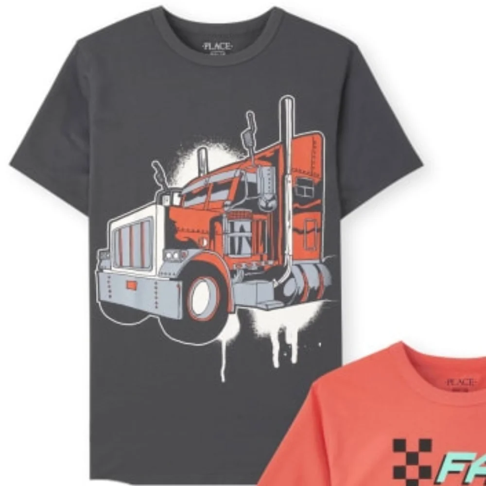 The Children's Place Gray Big Rig Truck Graphic Tee Size  Medium 7/8